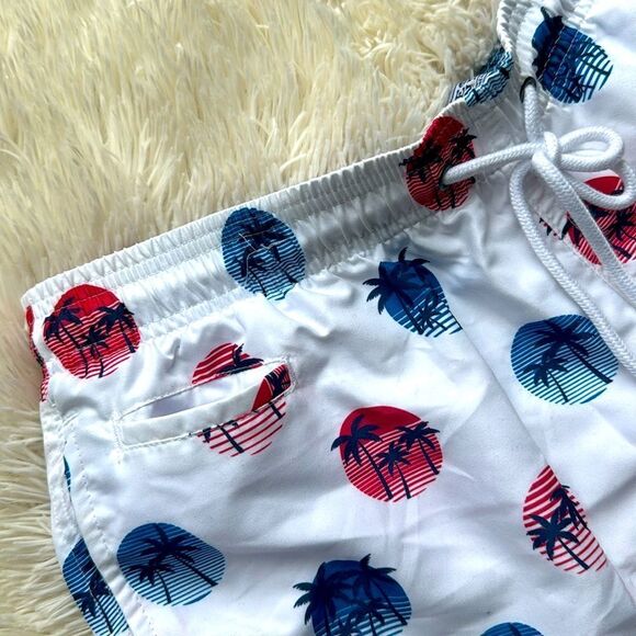 NWT Free Planet Palm Tree Swim Trunks Shorts Size Large - Picture 3 of 6